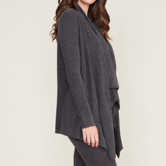 Barefoot Dreams Cozy Chic Lite Hi/Lo Cardigan Dark Gray/Carbon S/M - Picture 2 of 11